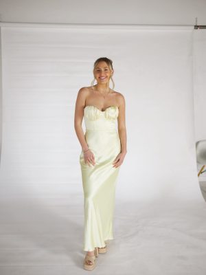 Jada Pale Yellow Strapless Sweet-Heart Neck-Line Formal Dress