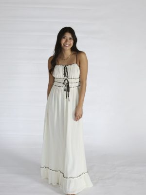 Eloise Cream Black Contrast Flowy Formal Dress