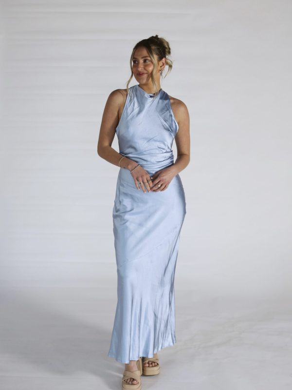 Sydney Pale Blue High Neck Open Back Formal Dress