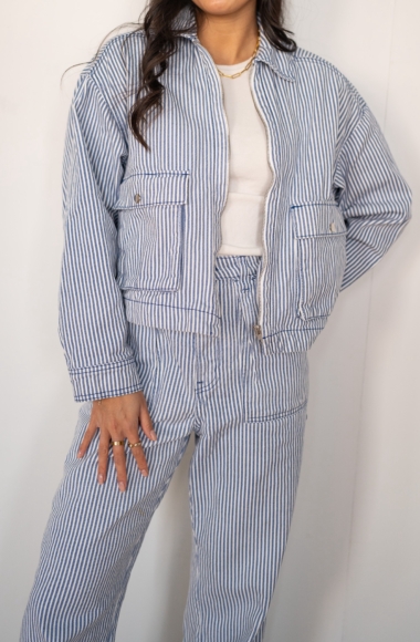 REFOUND Stripe Denim Matching Set