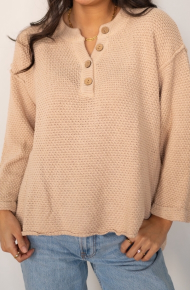 REFOUND By Together Henley Sweater Top — SIZE M