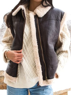 Astrid Oversized Faux Leather Sherpa Vest