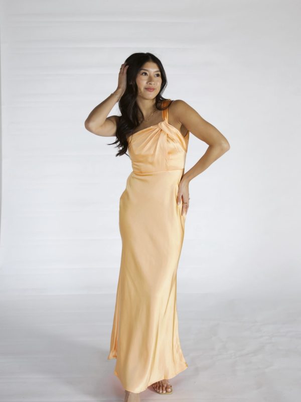 Miya Orange Satin One Shoulder Formal Dress