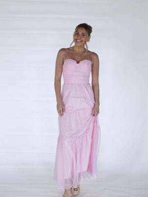 Cassie PInk Tule Formal Dress