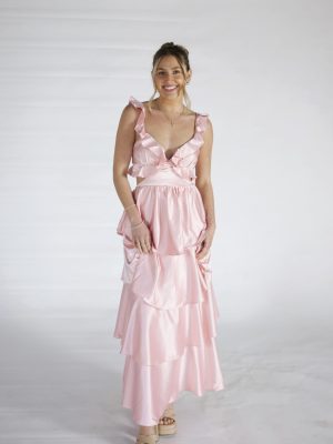 Caroline Blush Pink Tiered Ruffle Formal Dress