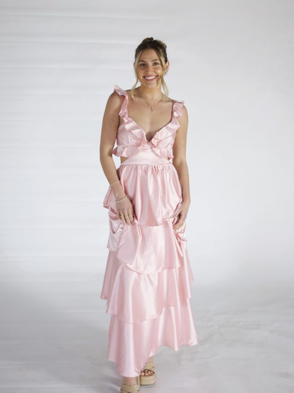 Caroline Blush Pink Tiered Ruffle Formal Dress