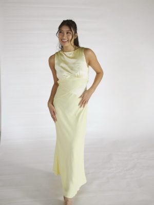 Mallory Pale Yellow Open Back Formal Dress
