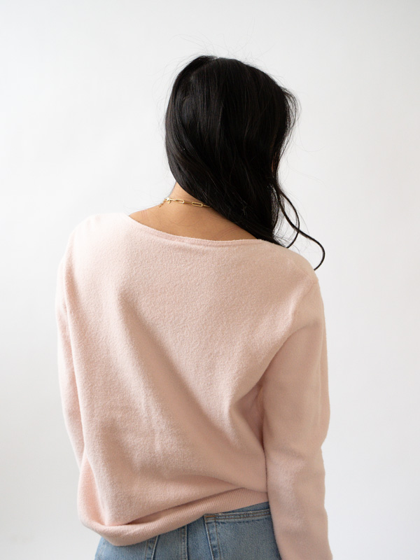 Refound Boutique Light Pink Button Down Sweater Pullover Cardigan