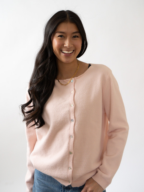 REFOUND Light Pink Button Down Cardigan Sweater SIZE M - Image 2