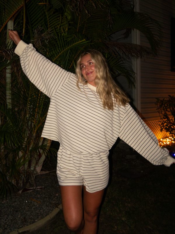 Halle Stripe Long sleeve shorts matching set
