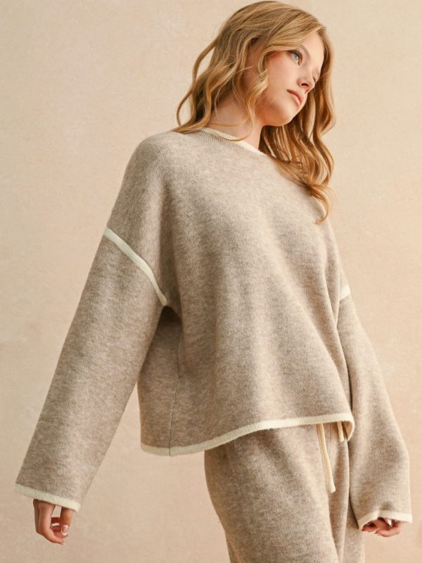 Piper High Neck Contrast Long Sleeve Sweater Top