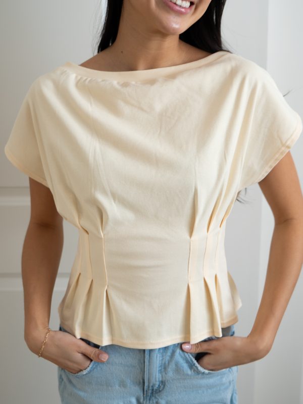 Sofia Boat Neck Cream Drop shoulders top