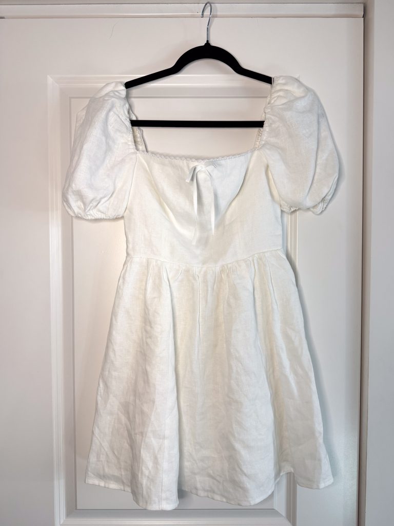 reformation malvina linen puff-sleeve mini dress Reformation Malvina Linen Mini Dress