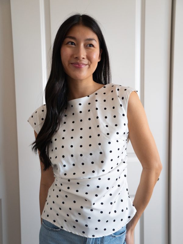 Sloan Silk Polka Dot Boatneck Top